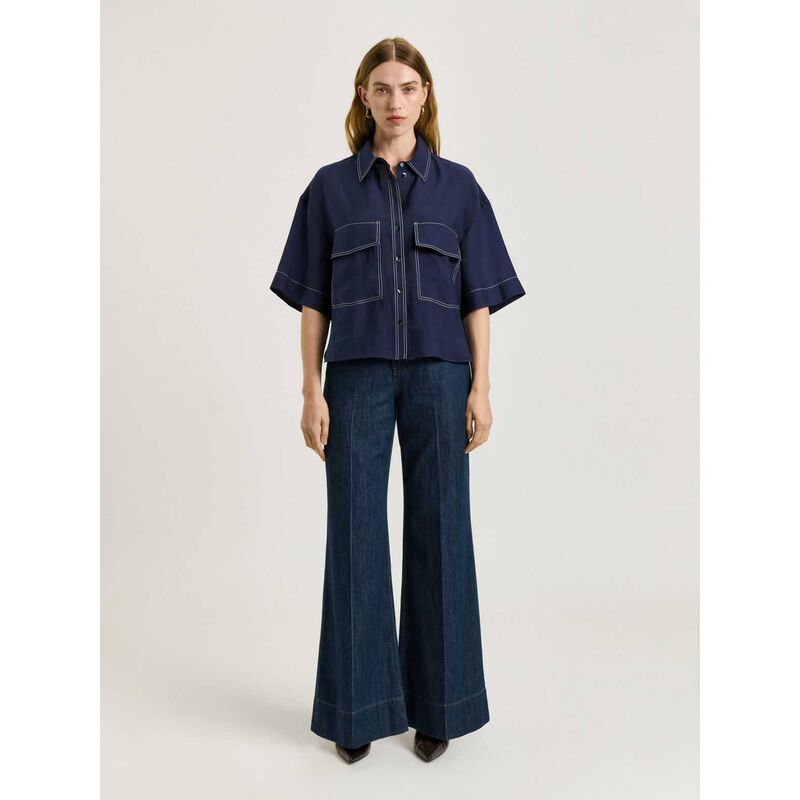 Veronika Maine Washer Tencel Topstitch Shirt image number 7